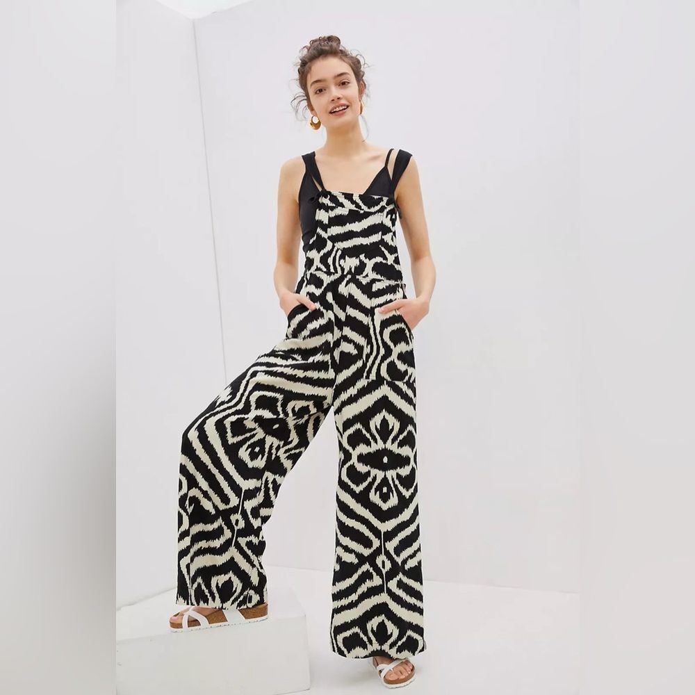 Anthropologie Constance Wide-Leg Linen Blend Overalls